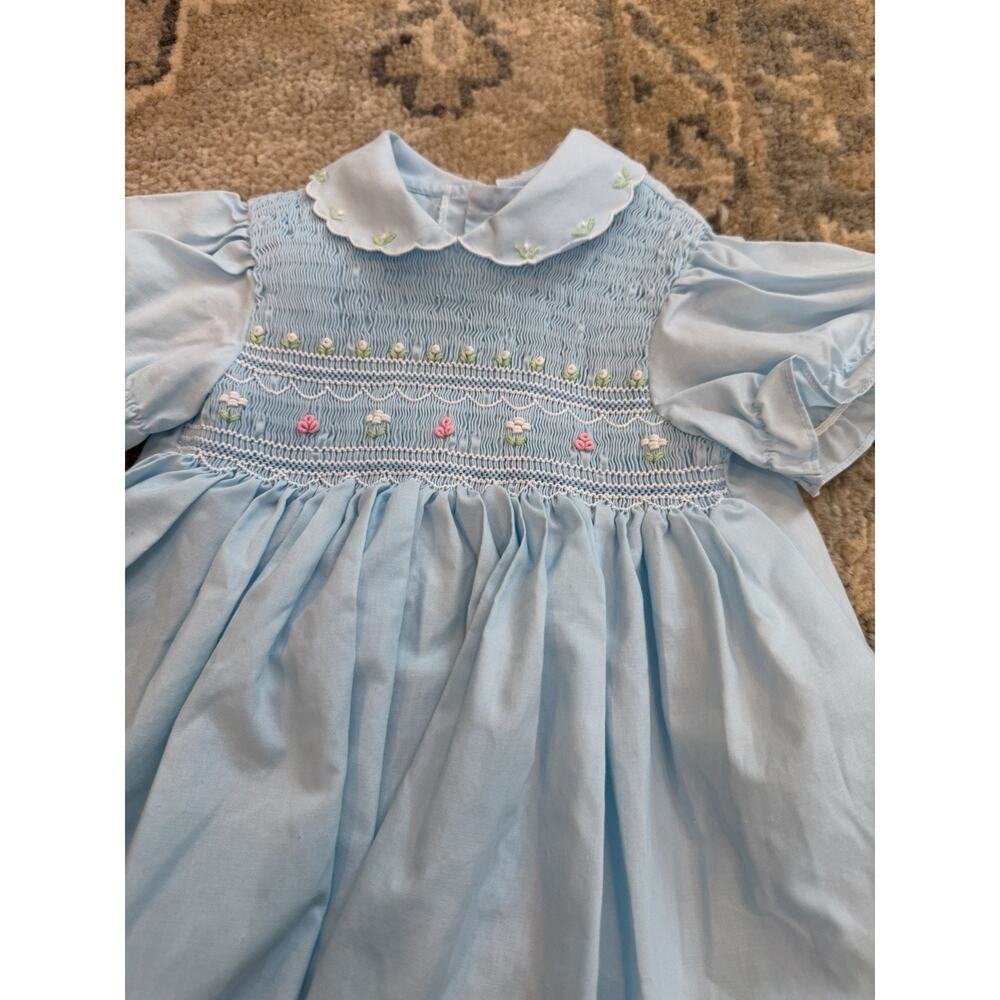 Baby Togs Blue Hand Smocked Baby Girl Dress 18 Months - Picture 11 of 13
